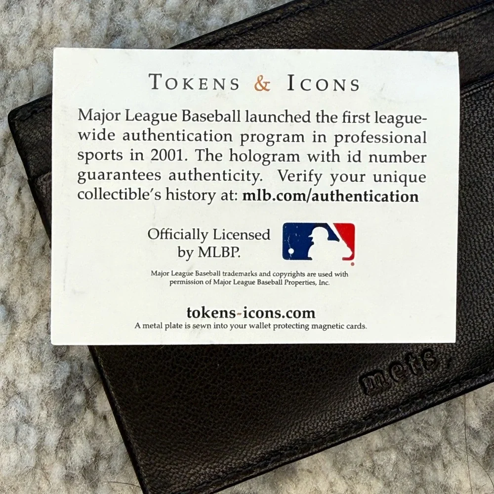New York Mets Game Used Baseball Money Clip Wallet